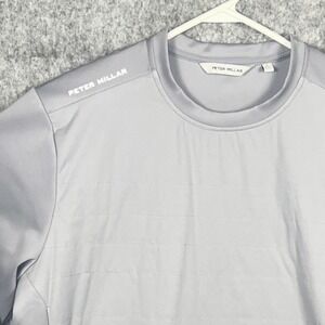 Peter Millar Men's Crown Sport Quilted Performance Pullover Grey Size Large